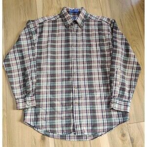 Vintage Sir Pendleton Shirt Mens Medium Blue Green Plaid LS Wool Button Down